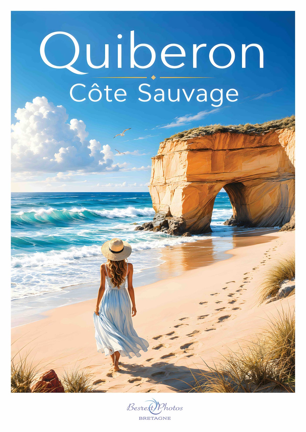 Affiche artistique de la Côte Sauvage à Quiberon