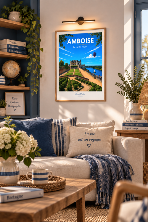 Affiche — Amboise — Le Jardin royal mise en situation dans un intérieur