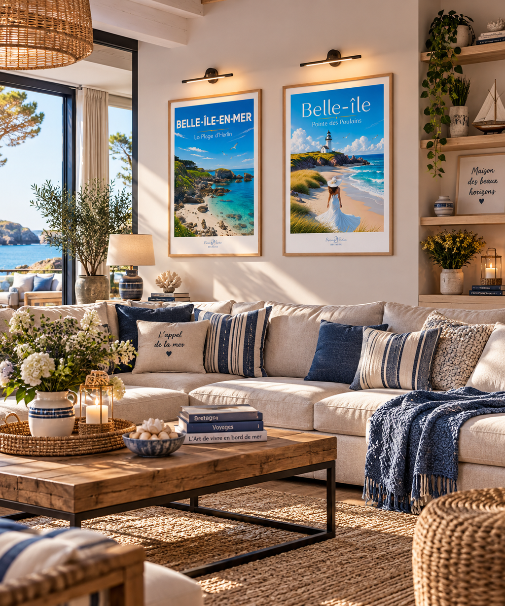 Affiche — Belle-Île-en-Mer mise en situation dans un intérieur