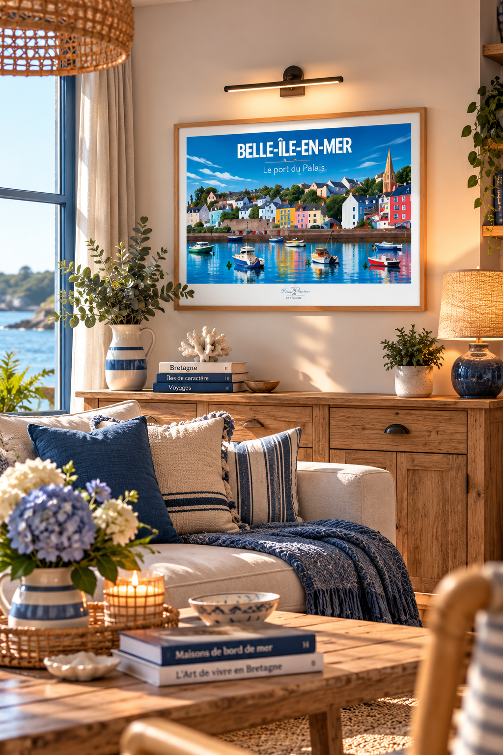 Affiche — Belle-Île-en-Mer — Le Port du Palais mise en situation dans un intérieur