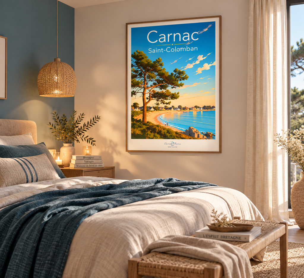 Affiche — Carnac — Plage de Saint-Colomban mise en situation dans un intérieur
