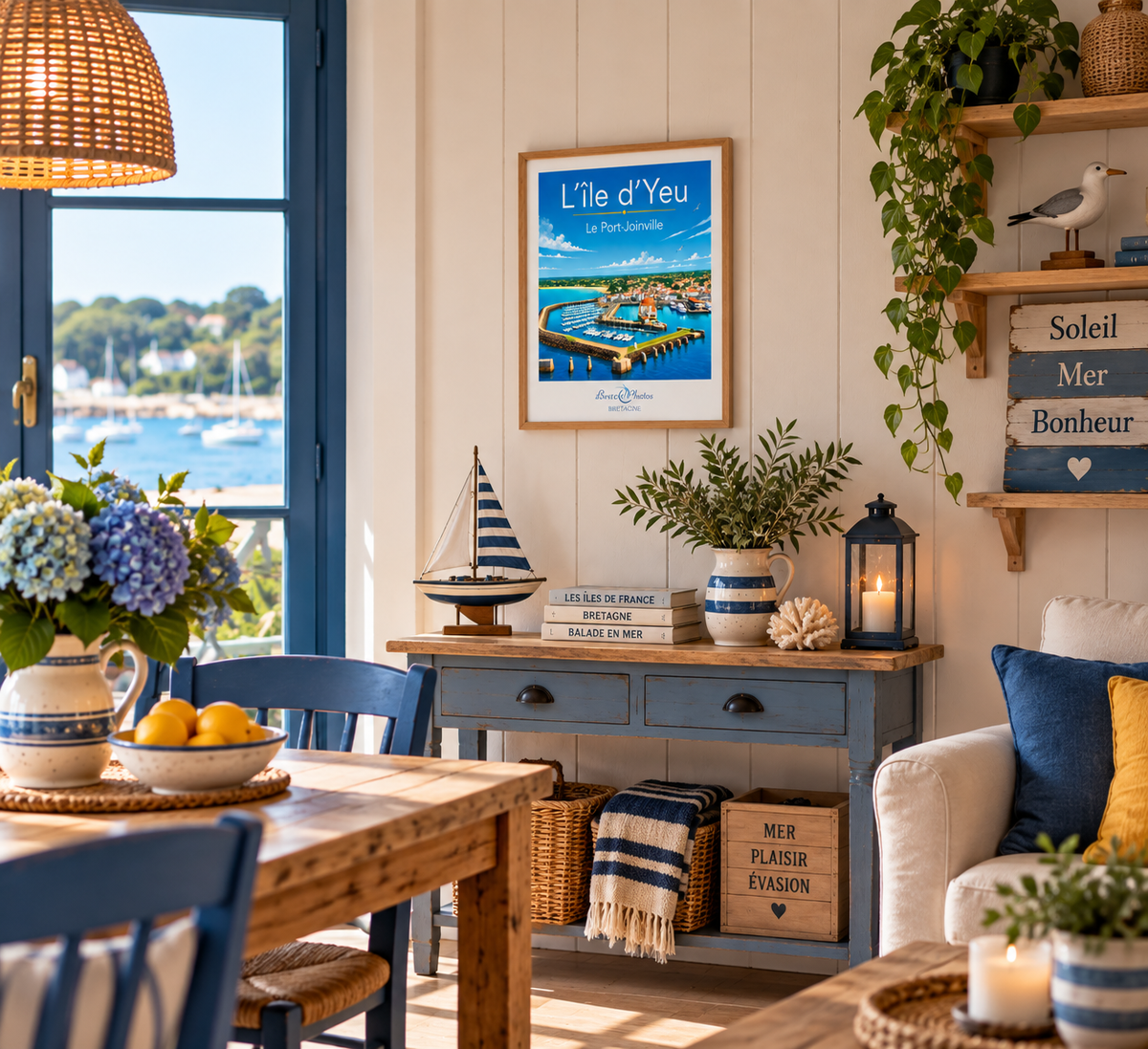 Affiche — Île d’Yeu — Port-Joinville mise en situation dans un intérieur