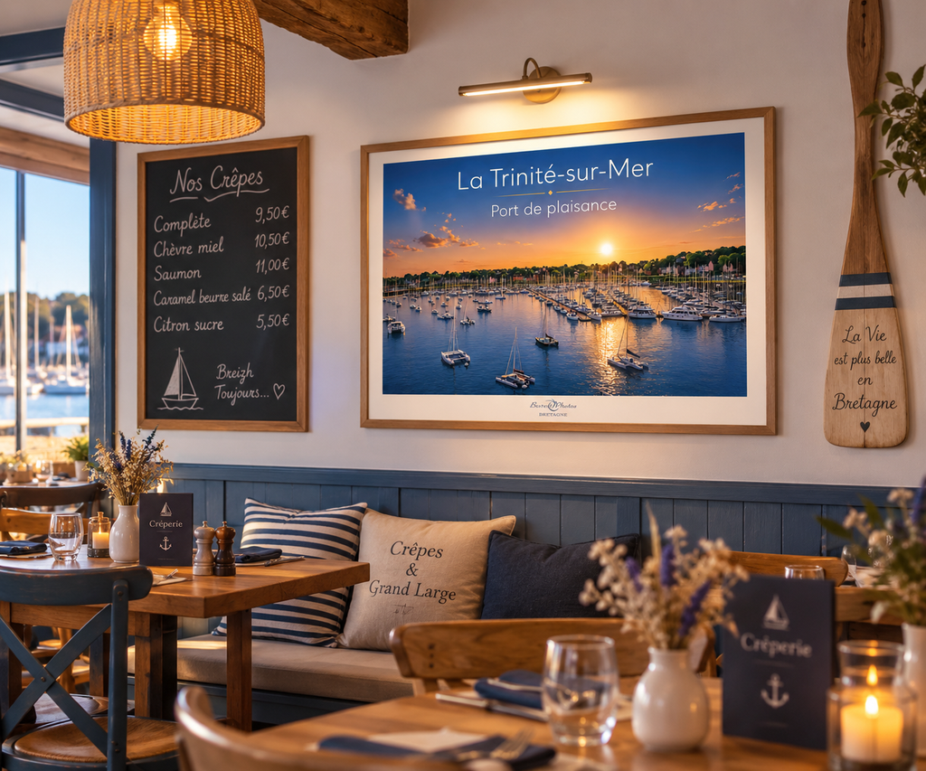 Affiche — La Trinité-sur-Mer — Le Men Dû mise en situation dans un intérieur