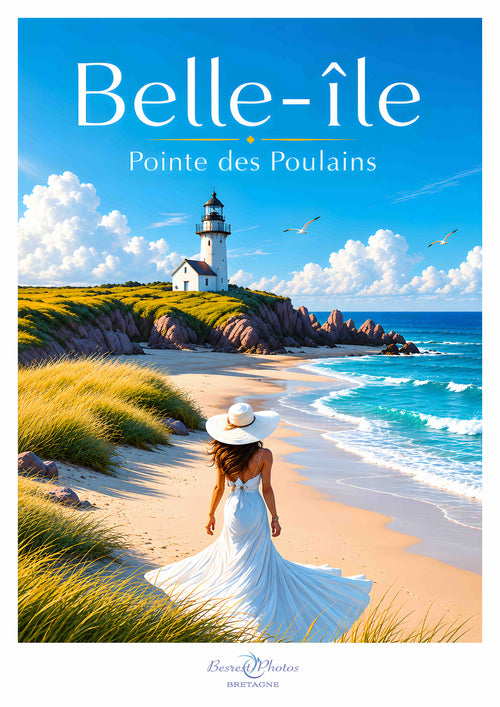 Affiche artistique de la Pointe des Moulins à Belle-Île-en-Mer