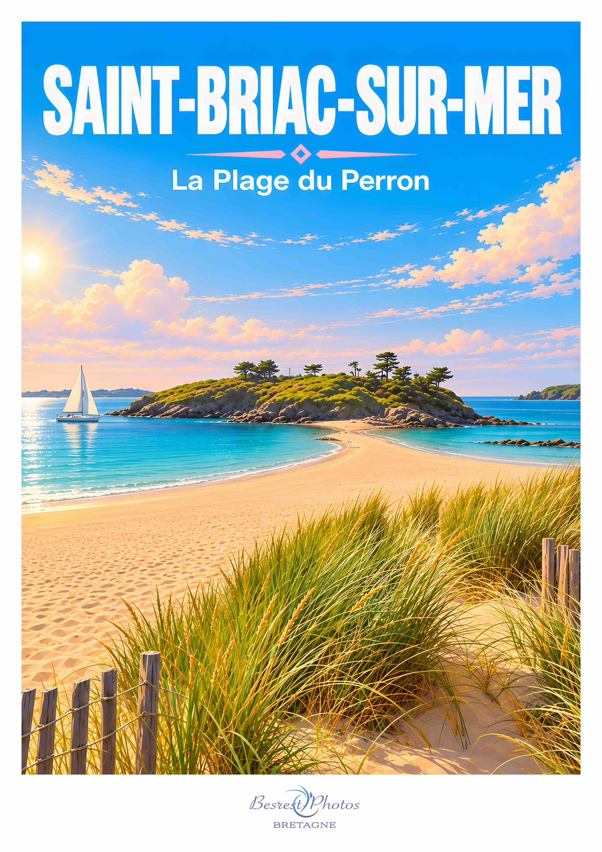 Affiche artistique de la plage du Perron à Saint-Briac-sur-Mer