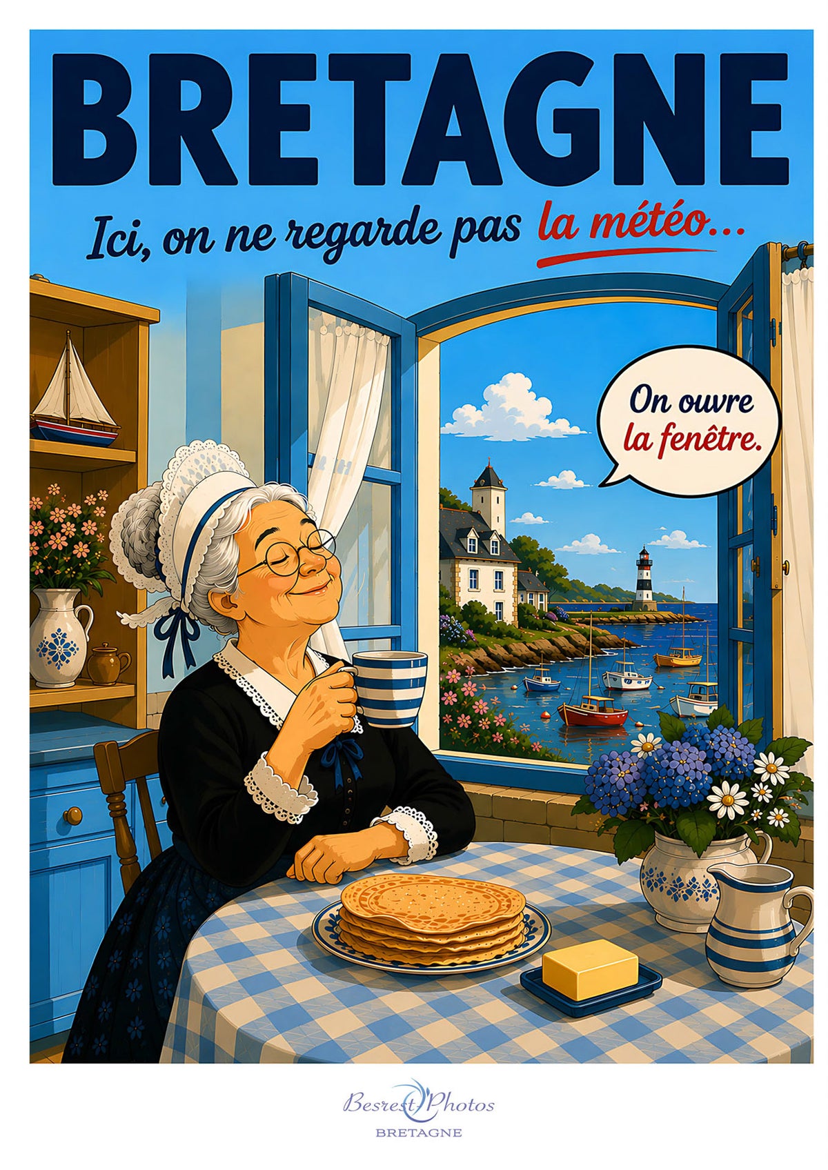 Affiche artistique d’une fenêtre bretonne