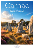 Affiche illustrée des menhirs de Kermario à Carnac — création originale de Franck Besrest