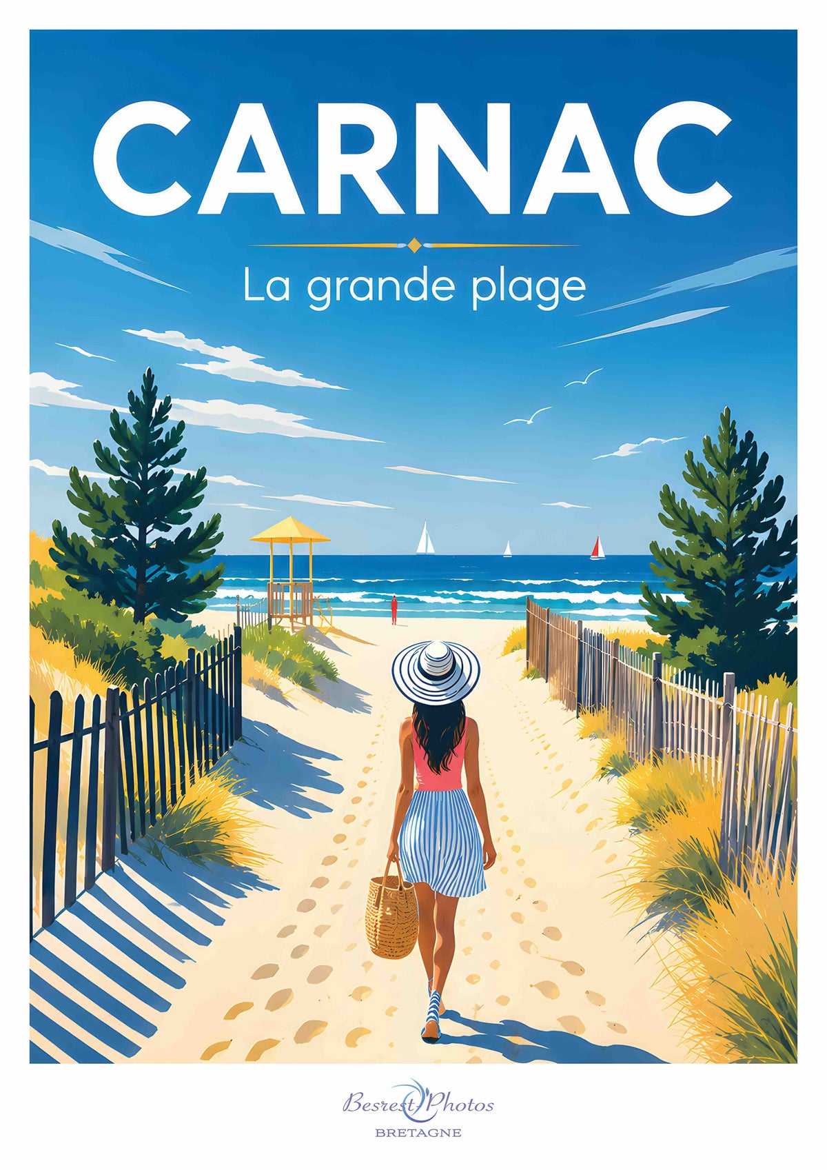 Affiche artistique de la Grande Plage de Carnac
