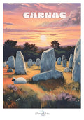 Affiche des alignements de Carnac, Vibrez au rythme des pierres — création originale de Franck Besrest