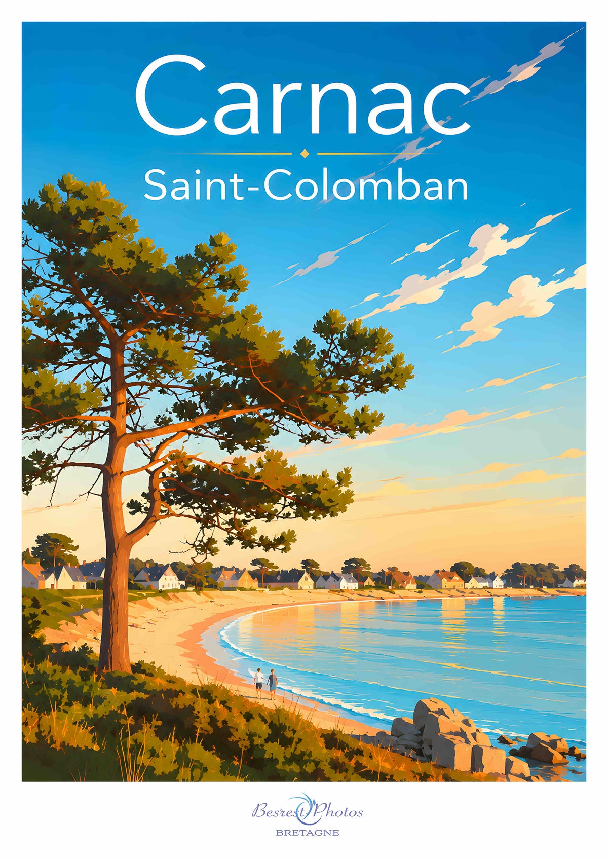 Affiche artistique de la plage Saint-Colomban à Carnac
