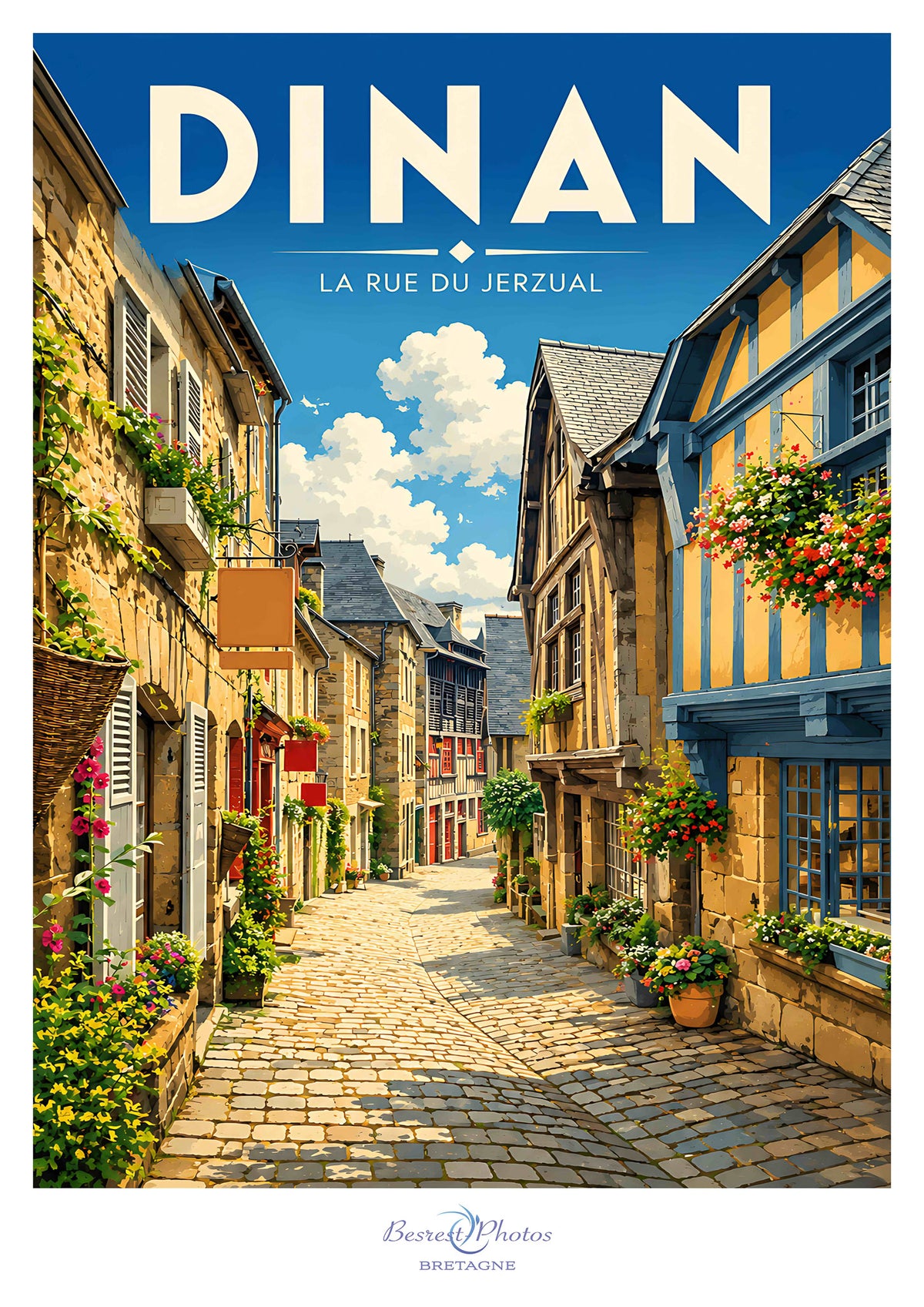 Affiche artistique d’une rue de Dinan