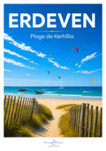 Affiche artistique de la plage de Kerhilio à Erdeven