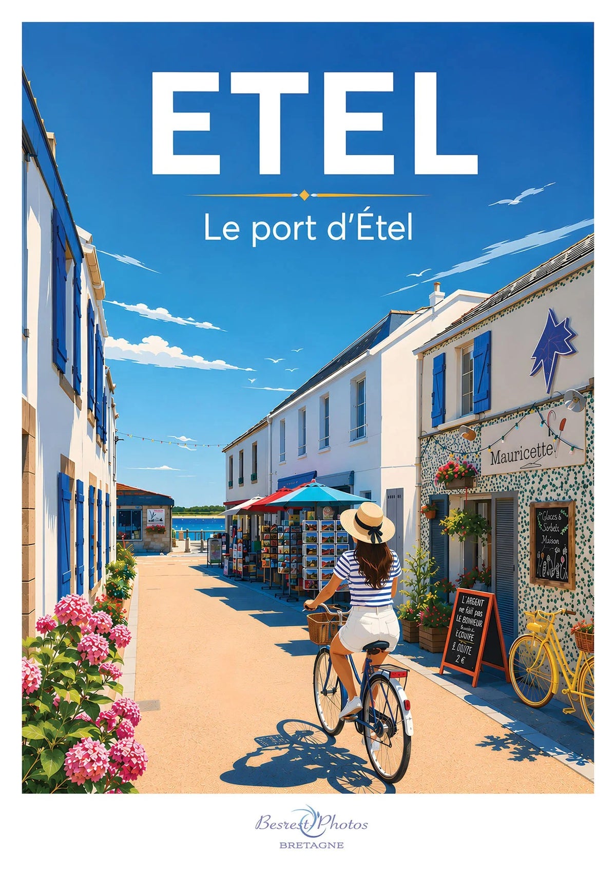 Affiche illustrée du port d’Étel — création originale de Franck Besrest