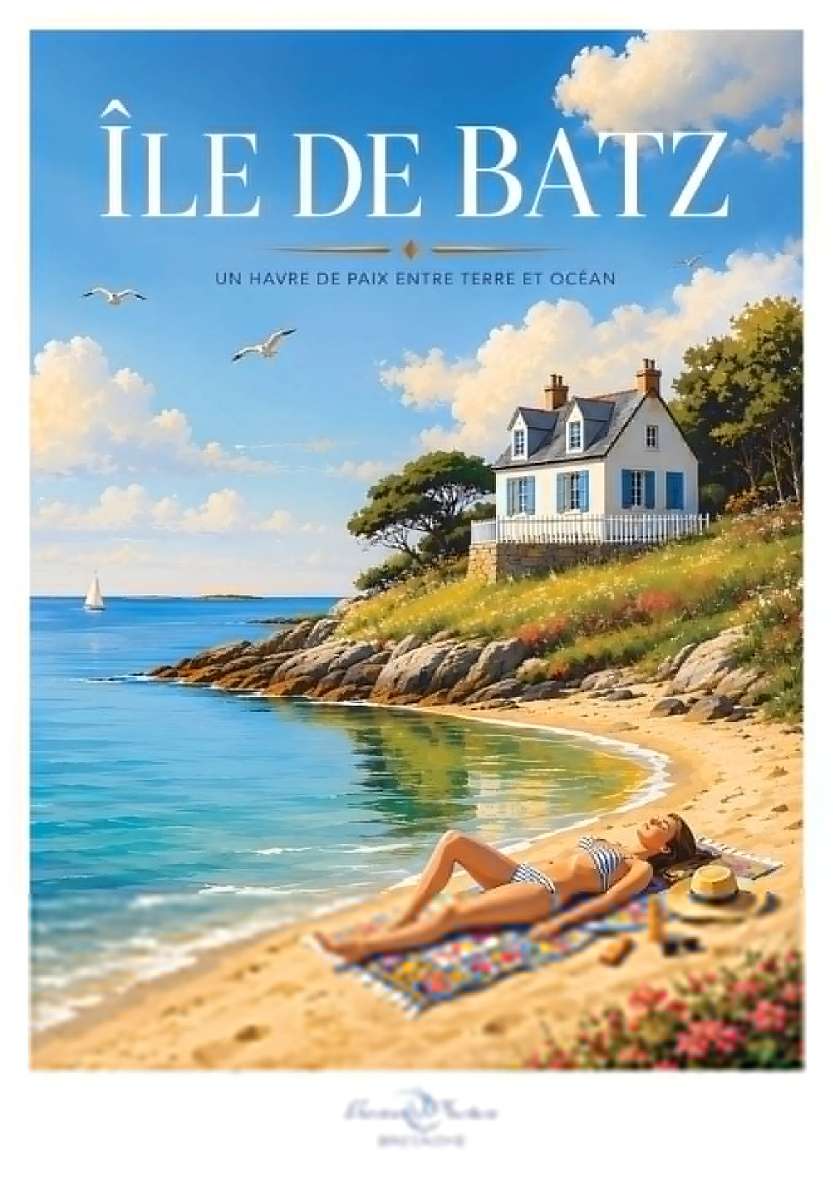 Affiche illustrée de l’Île de Batz — création originale de Franck Besrest