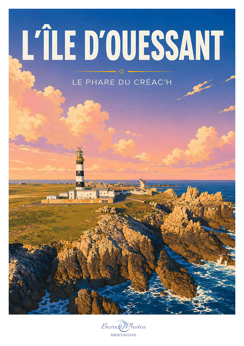 Affiche artistique d’Ouessant — Le Phare du Créac’h