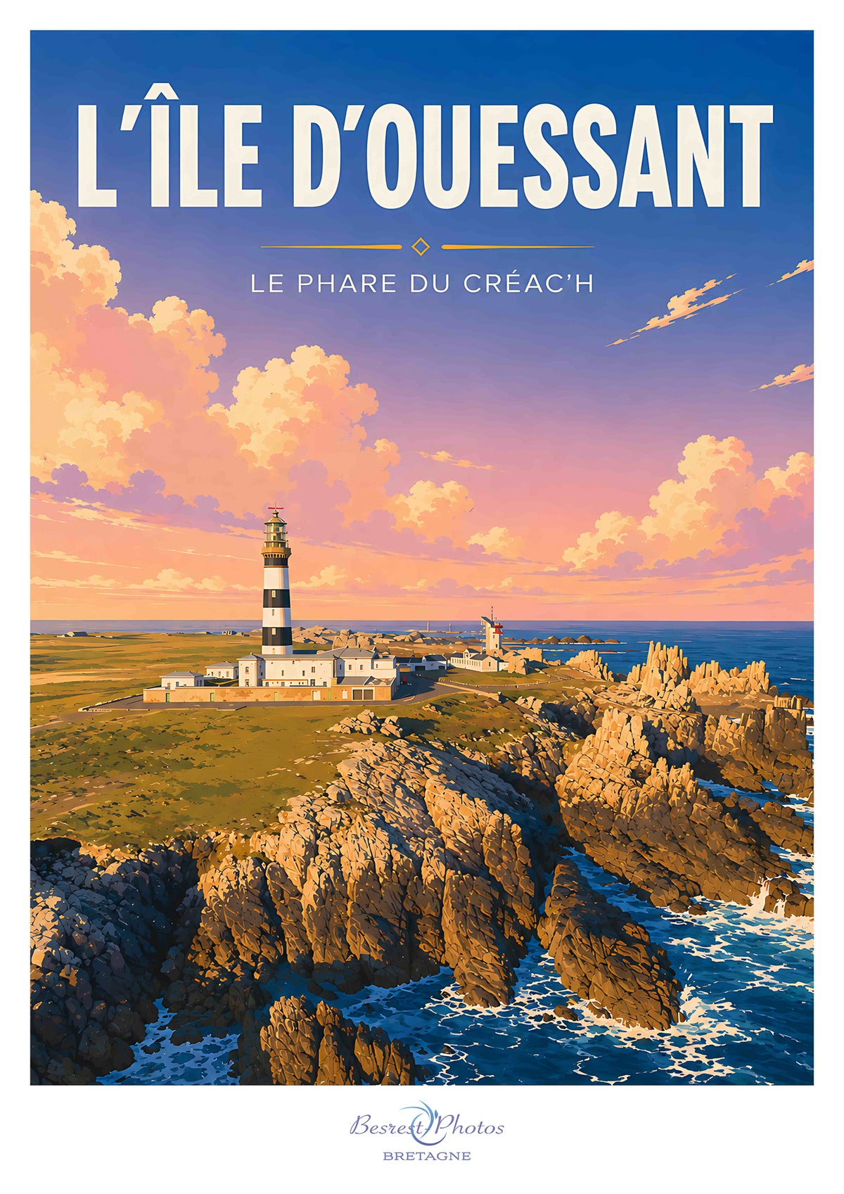 Affiche artistique d’Ouessant — Le Phare du Créac’h