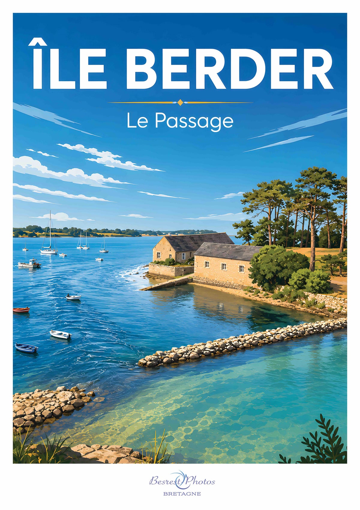 Affiche artistique de l’Île Berder à Larmor-Baden