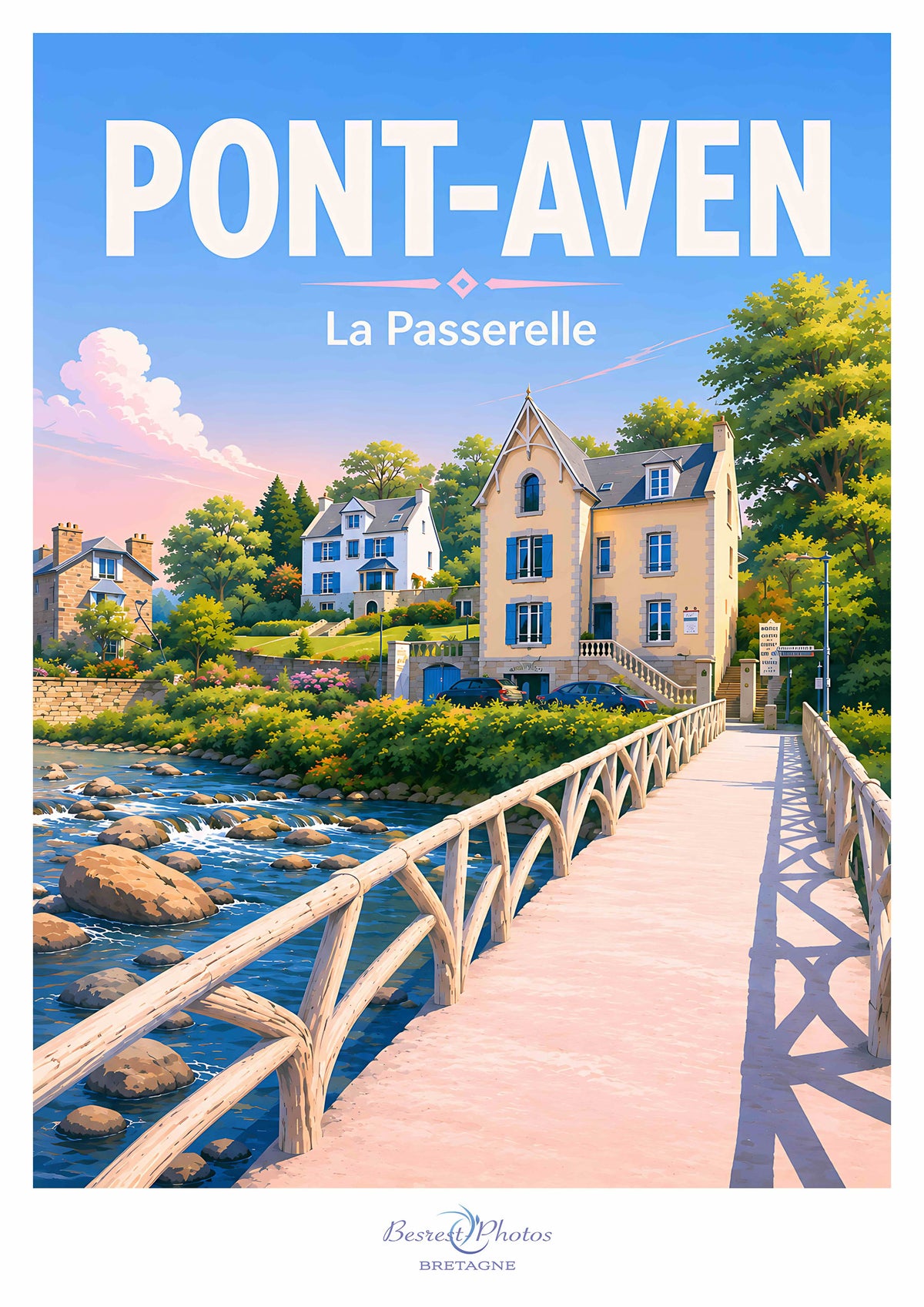 Affiche artistique de Pont-Aven, la passerelle
