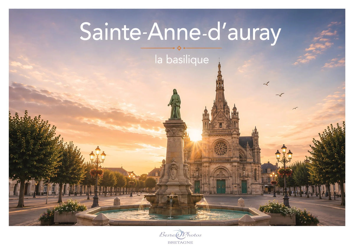 Affiche illustrée de la basilique de Sainte-Anne-d’Auray — création originale de Franck Besrest